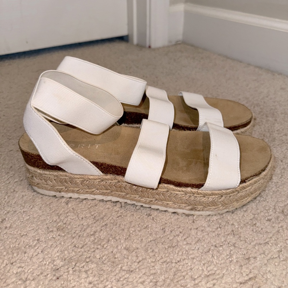 Esprit white elastic strap sandals. Size 8.5